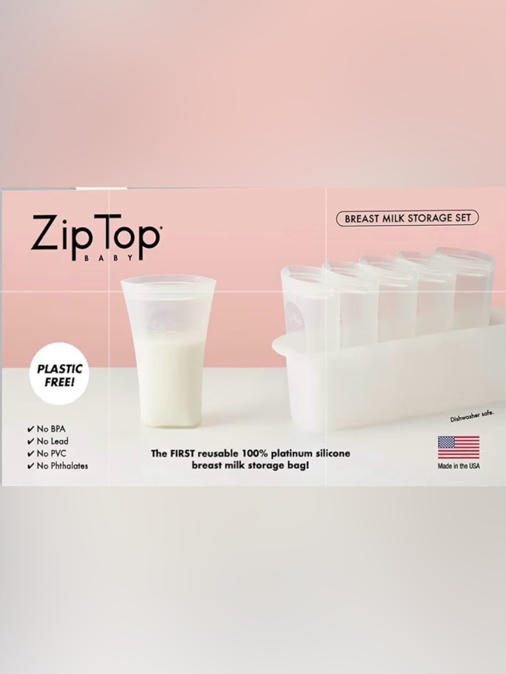 Zip Top Reusable Silicone Breast Milk Storage Bags